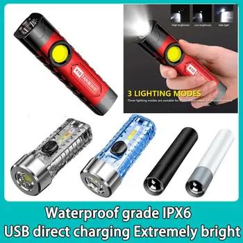 Portátil Mini Lanterna LED COB Luz de Trabalho USB bateria Recarregável 18650 Acampamento Tocha com Clip de 3 Modos Potente Lanterna de Pesca