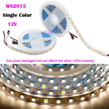 12V Endereçável Branco/branco Quente WS2815 Tira de LED de Cor Única Luz de Fita 30/60/144 LEDs/m SMD 5050 flexível do Pixel IC Lâmpada Bar