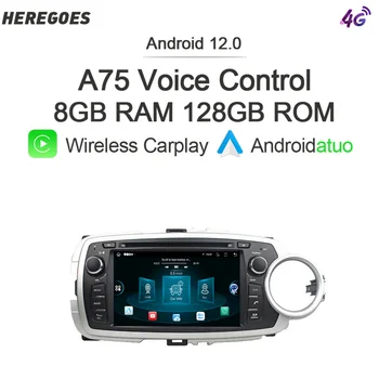Carplay DSP Android 12 de Automóvel Leitor de DVD de Navegação GPS Rádio 8+128 G LTE, Bluetooth Para Toyota Yaris 2012 2013 20014 2015 2016 2017