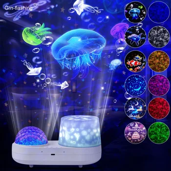 360 graus Dinâmica do Oceano Projeção de Luz USB Atmosfera Romântica do DIODO emissor de Luz de Cabeceira a Luz da Noite com Música para Crianças Presentes do Bebê
