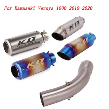 Deslizamento de Exaustão da Motocicleta Meados de Conectar a Tubulação E 51mm Silenciador em Aço Inoxidável Sistema de Exaustão Para a Kawasaki Versys 1000 2019-2020
