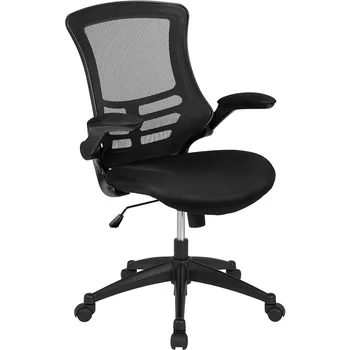Ergonômico Malha Cadeira de Secretária Com Flip-Up Braços Meados de Trás Cadeira de Escritório Giratória Com Apoio Lombar Ajustável e a Altura do Assento