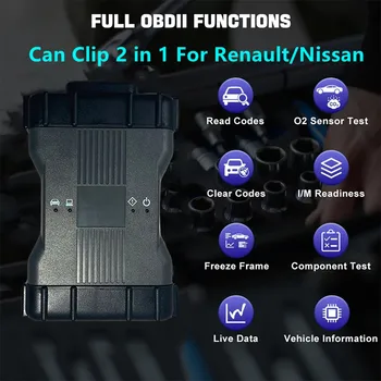 Melhor qualidade VCI Pode Clip 2 em 1 Para a Renault PODE Clipe V227 Para Nissan V09.21.01 Scanner OBD2 Carro Ferramenta de Diagnóstico