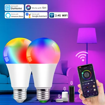 12W wi-Fi Smart Lâmpada RGB E27 Lâmpada LED Foco Regulável em Função do Temporizador de Apoio Alexa Inicial do Google Homekit Controle de Voz Siri