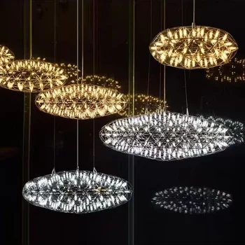 Holanda Designer Oval Faísca de Bola de Aço Inoxidável do Pendente Lustre para Sala de estar, Hall de Escada Interior LED dispositivos Elétricos de Iluminação