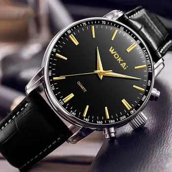 Reloj Hombre 2023 Marca Wokai Relógio De Negócios De Moda, Relógios De Homens Casual Cinto De Couro, Relógios De Pulso De Quartzo Melhores Presentes De Preço Baixo