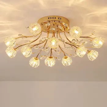 Moderno Bola de Cristal Lustres de Luxo para Decoração de Sala de estar Sala de Exposições Quarto as Luzes de Teto Interior Luminárias Brilho