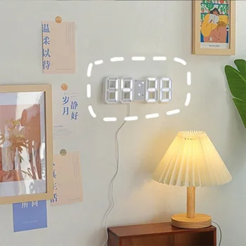 A Decoração da casa Digital Relógio de Parede Digital de Alarme Relógios Pendurados Relógios de Mesa Calendário Termômetro Eletrônico Relógios Relógio de Parede 3d