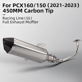 Moto Completa do Sistema de Exaustão do Deslizamento No Cabeçalho do Tubo Frontal Tubo de Escape Para PCX125 PCX150 pcx160 de escape 2021-2023