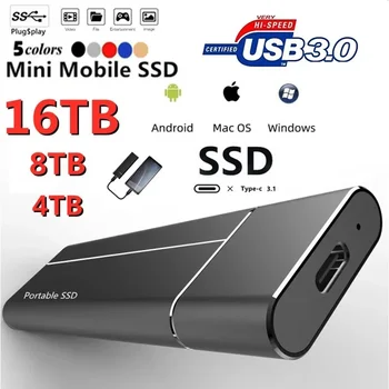 Portátil SSD, Disco Rígido, disco Rígido Externo USB3.1 Móvel de Pau Duro 64TB 16TB 8 TB 4 TB Interface USB Flash Drive Para Ps4 Ps5