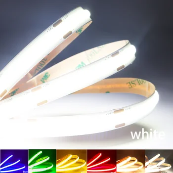 COB LED Strip 480/528leds/m, de Alta Luminoso Monocromático Luzes Led pode ser escurecido Flexível Linear de Iluminação da Lâmpada para a decoração home DC12/24