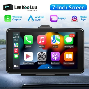 LeeKooLuu Tela de 7 polegadas Carplay MP5 Portátil Jogador Inteligente Universal auto-Rádio sem Fio Android Auto Multimídia Vídeo Player