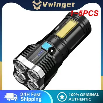 1~5PCS de Alta Potência de 4 Lanterna LED Recarregável USB ao ar livre de Mini Lanterna Portátil Destaque Tático Iluminação de LED de SABUGO