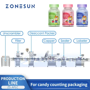 ZONESUN Automática Gomas de Enchimento de Contagem Máquina de Engarrafamento Marshmallow Mastigue Balas Gummies Equipamentos de Embalagem ZS-AFLC