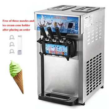 Três Sabores De Sorvete Da Máquina Comercial De Sorvete Soft Maker Desktop Ice Cream Sundae Máquina De Produção