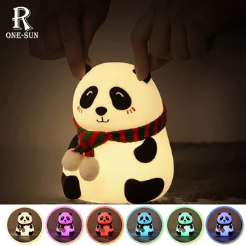 Silicone Panda Tapinhas Luz Recarregável LED NightLight Cor Mutável Decoração do Quarto Atmosfera Lâmpada de presentes de natal para Crianças