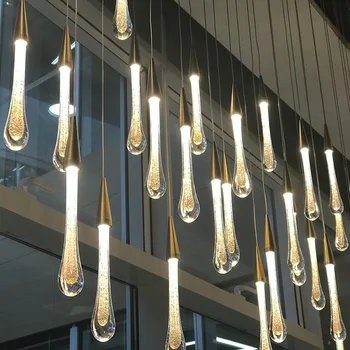 Nordic LED de Luxo Lustres de Cristal gotas de Água, Lâmpadas de Quarto de Cabeceira Moderna, Simples Barra Decorativa Iluminação do Candelabro