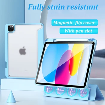 Magnético Suporte Smart Cover Para o iPad Mini4 5 6 2021 Esfoliação da Pele Para iPad de 9,7 2017 2018 Caneta Titular Funda Shell de Volta Air4 10.5 Caso