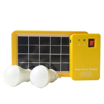1Set 3W Solar da Luz de Painel 2 Lâmpada Kit Solar o Sistema Solar de Poupança de Energia Luz LED Recarregável Luz Amarela