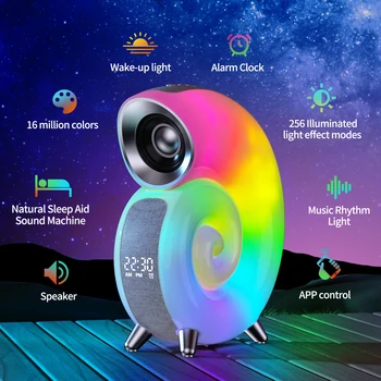 Nova Concha Ambiente de Luz do Quarto de Bluetooth alto-Falantes de Controle de APLICATIVO 256 RGB Modos Piscar de Música, Secretária, Relógio Despertador alto-Falante Presentes