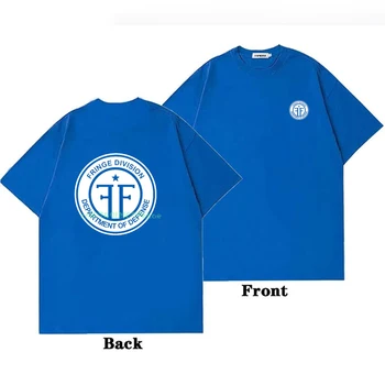 Ficção científica de Algodão T-shirt da Moda Casual Volta de Impressão Diária Essentials Top Unissex Homens Mulheres Roupas de grife Blue TV Tee
