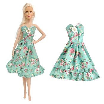 NK 1 Conjunto de Boneca Casual Verde Floral Vestidos Lindos Vestidos Diário Roupas da Moda Para Acessórios da Barbie Doll Melhor Garota do Presente