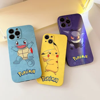 Anime Pokemon Pikachu Gengar Squirtle Cartoon Caso de Telefone Para o iPhone 15 14 13 12 11 Pro Max Xr X 7 8 14 Plus Caso de Bonito de Capa Mole