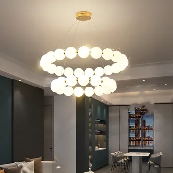 Nordic Anel de LED Candelabro Dimmable Acrílico para Sala de estar, Mesa de Centro Salão de Quarto Pingente de Lâmpadas de Decoração de Casa de Lustres de Fixação