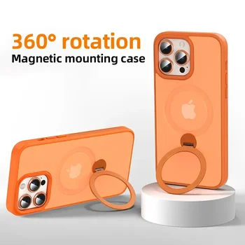 Luxo à prova de Choque Rotação 360 Stand Telefone de Caso Para o iPhone 15 14 13 12 11 Pro Max Titular Magnética Magsafe de Volta Funda Tampa Coque