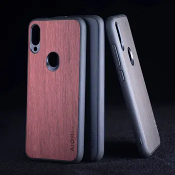 Caso Xiaomi Redmi Nota 7 Pro funda madeira padrão capa de couro de pele de telefone de silicone coque para xaomi redmi nota 7 caso capa