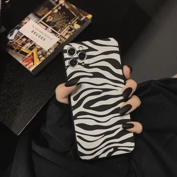 Retro estampa de zebra coreano moda arte de Telefone de Caso para o iPhone 15 14 13 12 11 Pro Max 14 Plus Xr XS X 7 8 Plus caso de Bonito de capa Mole