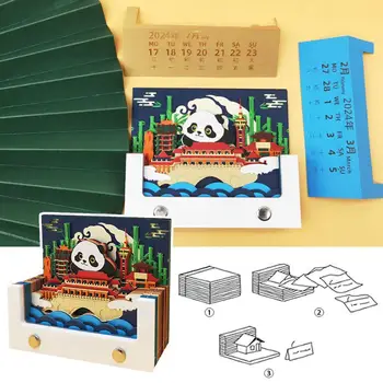 3D Papel de Escultura Conveniência Adesivos DIY Mão-vinculado Panda Escultura bloco de notas à prova de Poeira à prova de Umidade Caixa de Acrílico Transparente