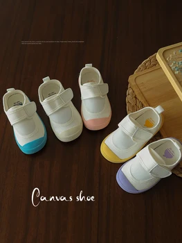 2023 Sapatos De Lona De Crianças Jardim De Infância Do Bebê Pano Fino Sapatos De Malha Respirável Sola Macia Interior Sapato