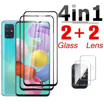 4-em-1 Completo Protetor de Tela de Vidro de Proteção Para Samsung Galaxy A51 M51 Samzung M5 A5 5 1 51 Lente da Câmera Temperado Filme
