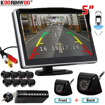 Koorinwoo Auto Parktonic Carro, Sensor de Estacionamento 8 conexão da câmera com visualização Traseira, Câmera Frontal + Carro Monitor de Assistência de Estacionamento Campainha de Alerta