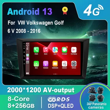 Android 13.0 auto-Rádio/Multimídia Vídeo Player Para VW Volkswagen Golf 6 V 2008-2016 GPS QLED Carplay DSP 4G wi-Fi Bluetooth