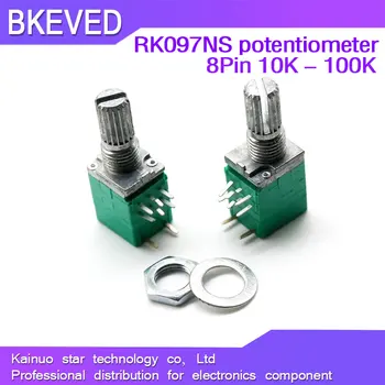 5pcs RV097NS 10K 50K único potenciômetro ligado B50K com um interruptor de áudio 8pin eixo de 15mm amplificador de vedação potenciômetro