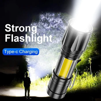 Poderosa Tática Lanternas Portáteis, Camping LED Lâmpadas 3 Modos de Zoomable Tocha de Luz Ajustável Lanternas com Construído Na Bateria