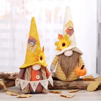 Cair De Ação De Graças Gnome Boneca De Abóbora, De Girassol Sueco Elfo Anão De Pelúcia Enfeites De Casa Natal Maple, Folhas De Outono Decoração 2023