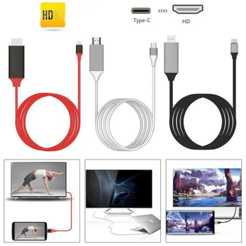 Tipo C-HDMI-USB compatível 3.1 Para HDMI Adaptador Compatível com o Tipo de Cabo C À tv de alta definição em 4K USB C Cabo de Estender Adaptador Para MacBook PC