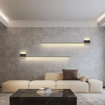 Moderno e minimalista, lâmpada de parede de cabeceira, sofá, sala de estar de plano de fundo da lâmpada de parede, design minimalista e criativo quarto bedsi