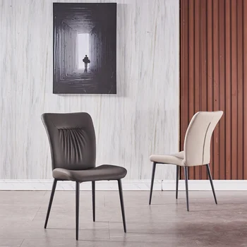 Design moderno Couro Cinza Cadeira de Jantar Conjuntos de 6 Cadeiras