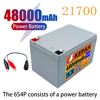 6S4P 24V 48Ah 21700 Bateria Muito Durável 25.2 V 48000mAh,Utilizado para Vários Alta energia Elétrica Bicicletas/Motocicletas