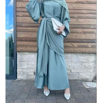 2 Conjunto de peças de vestimenta Muçulmana Abaya Saia trespassada Marrocos Vestidos de Festa para Mulheres Kaftan Turquia Árabe Longo Islã Hijab Veste Vestidos de Dubai